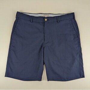 Peter Millar Shorts Mens Size 34 Navy Blue 9" Chino Flat Front Golf Performance.